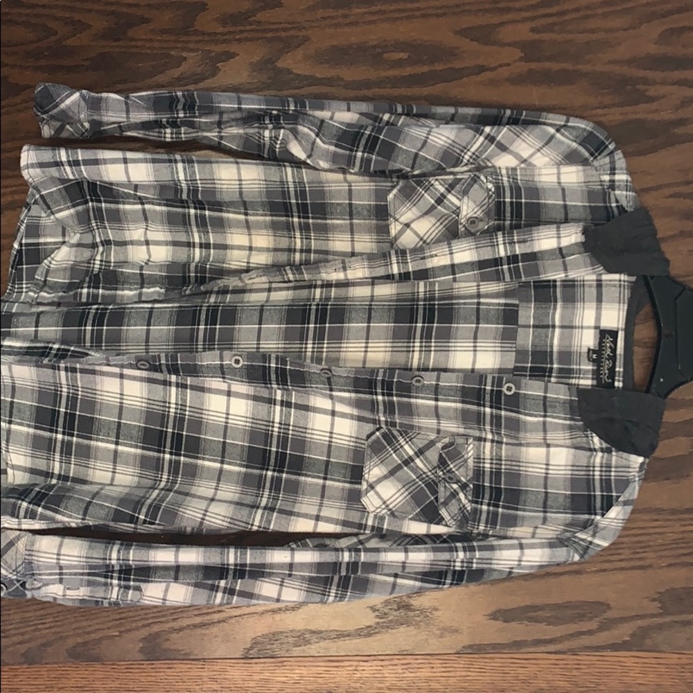 Black and White Hooded Flannel